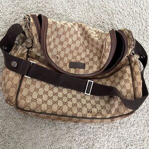 Used Gucci Tan and Brown Monogram Duffel baby Bag